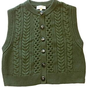 Green Cable Knit Cardigan